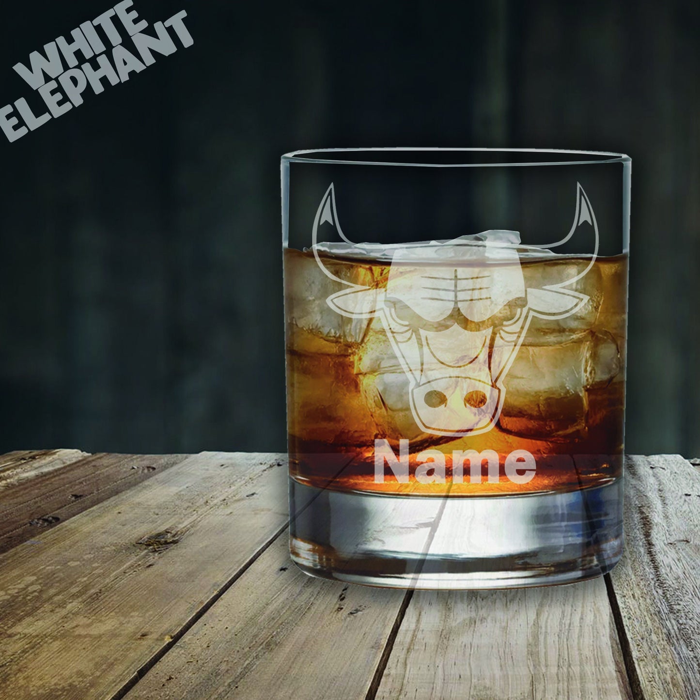 Personalised Bull Laser Etched Whiskey / High-Ball / Pint / Tankard Glass