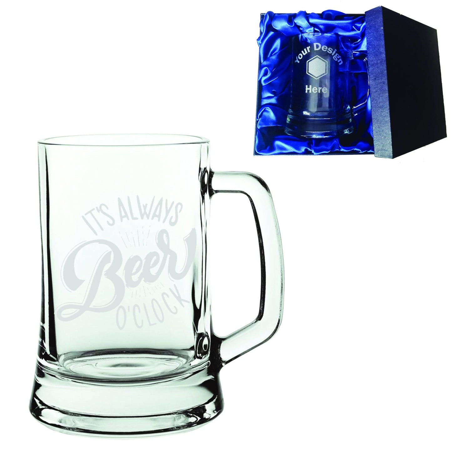 It's Always Beer O'clock Laser Etched Pint or Tankard Glass Gift