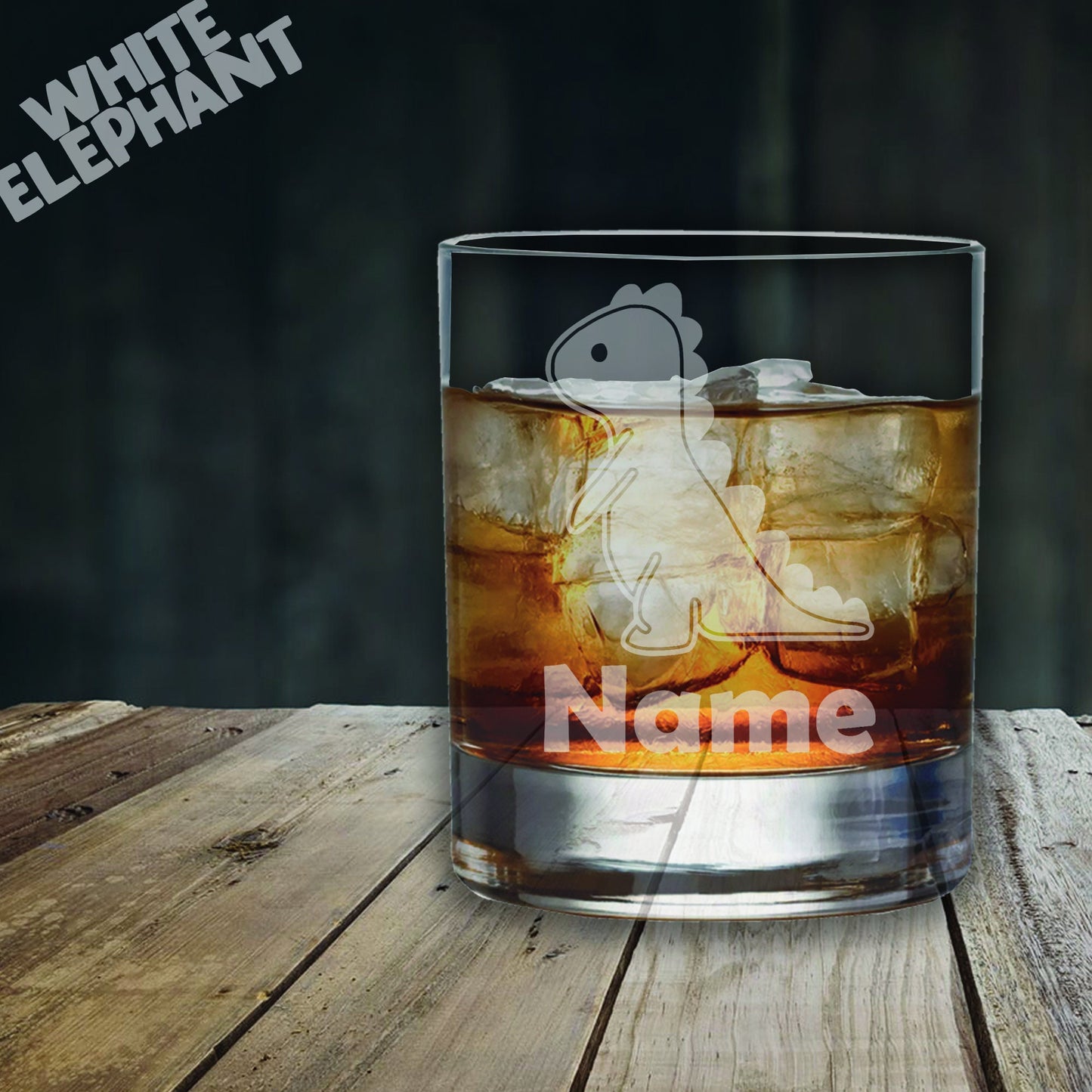 Personalised Dinosaur Laser Etched Whiskey / High-Ball / Pint / Tankard Glass