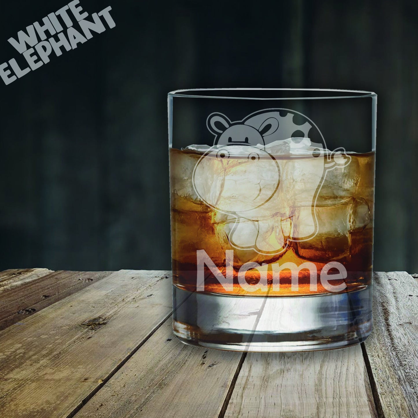 Personalised Hippopotamus Laser Etched Whiskey / High-Ball / Pint / Tankard Glass