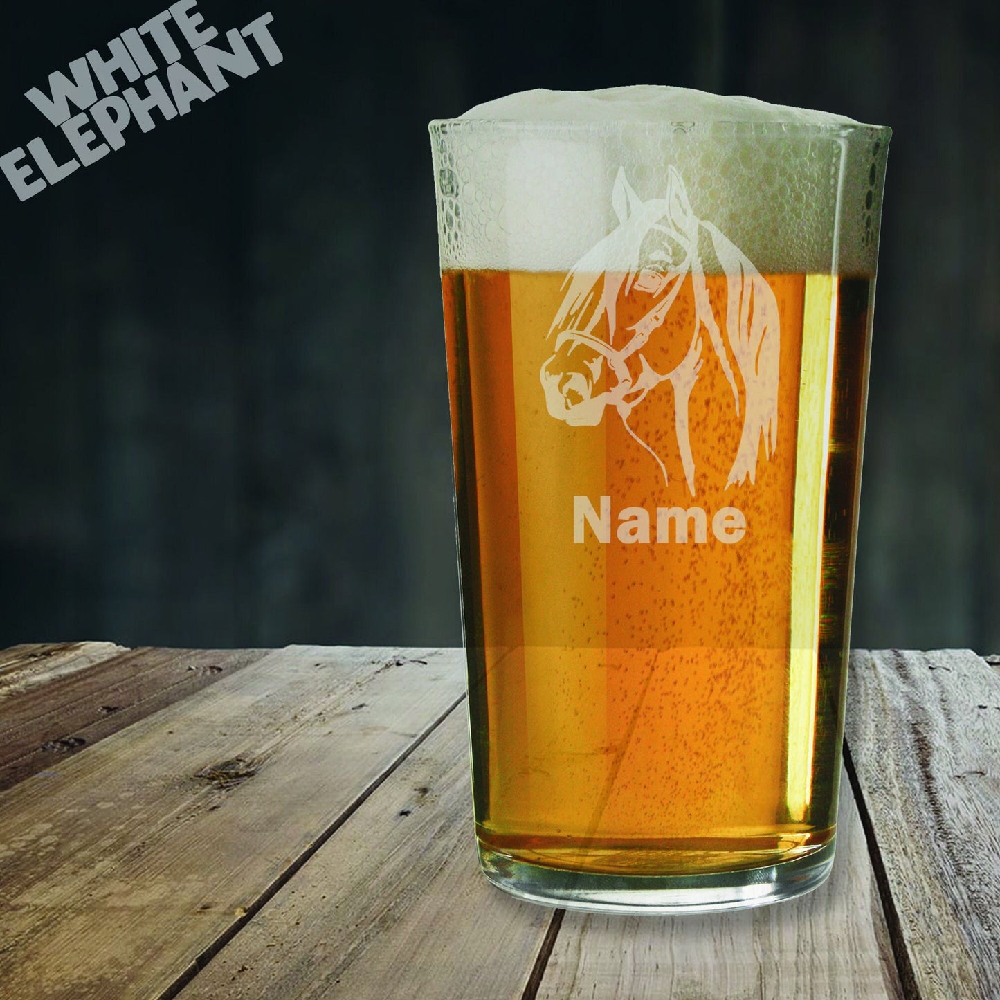 Personalised Horse Laser Etched Whiskey / High-Ball / Pint / Tankard Glass