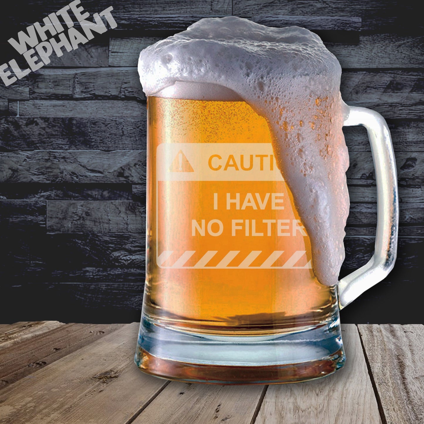 Caution I Have No Filter Tankard Glass Gift