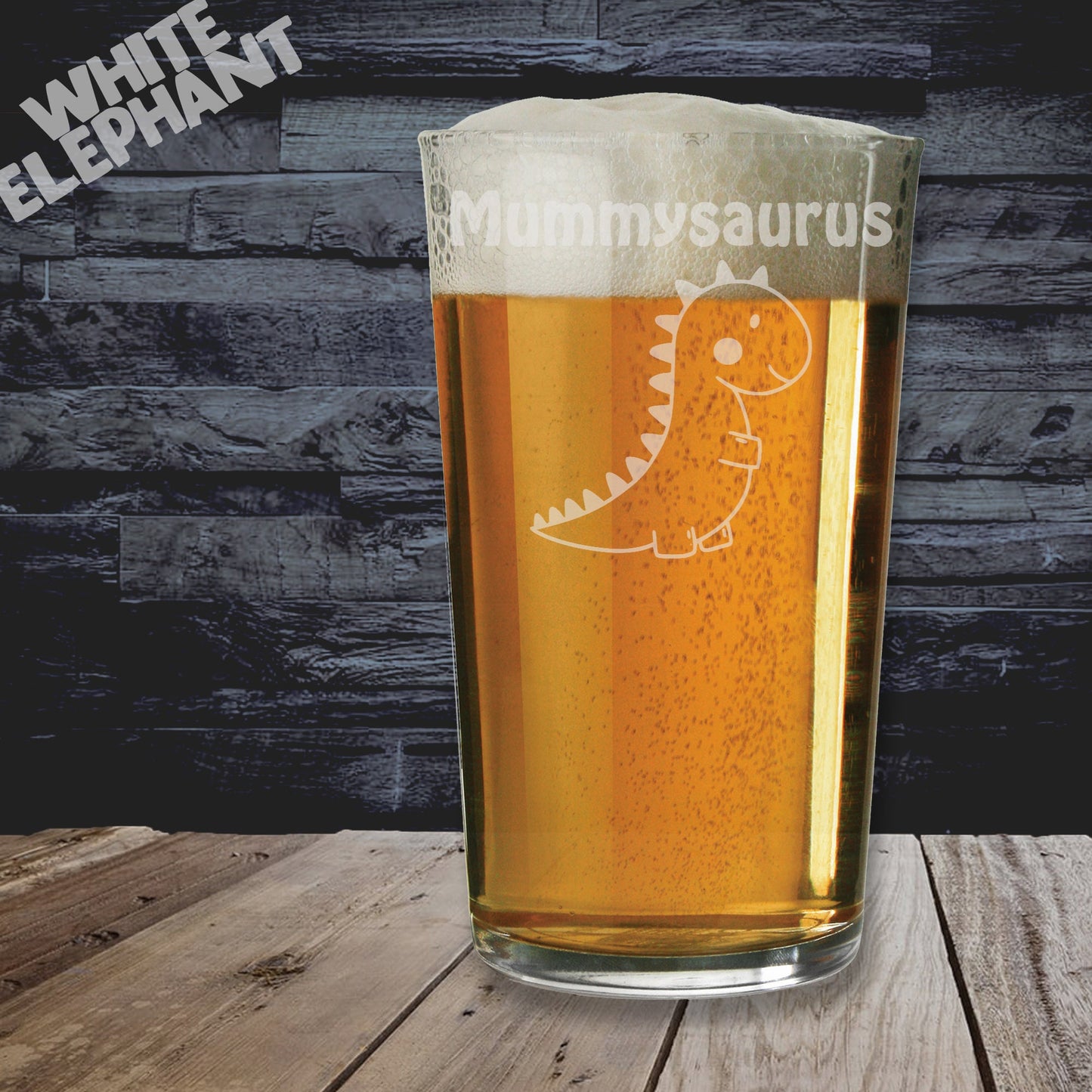 Mummysaurus Dinosaur Laser Etched Whiskey / High-Ball / Pint / Tankard Glass