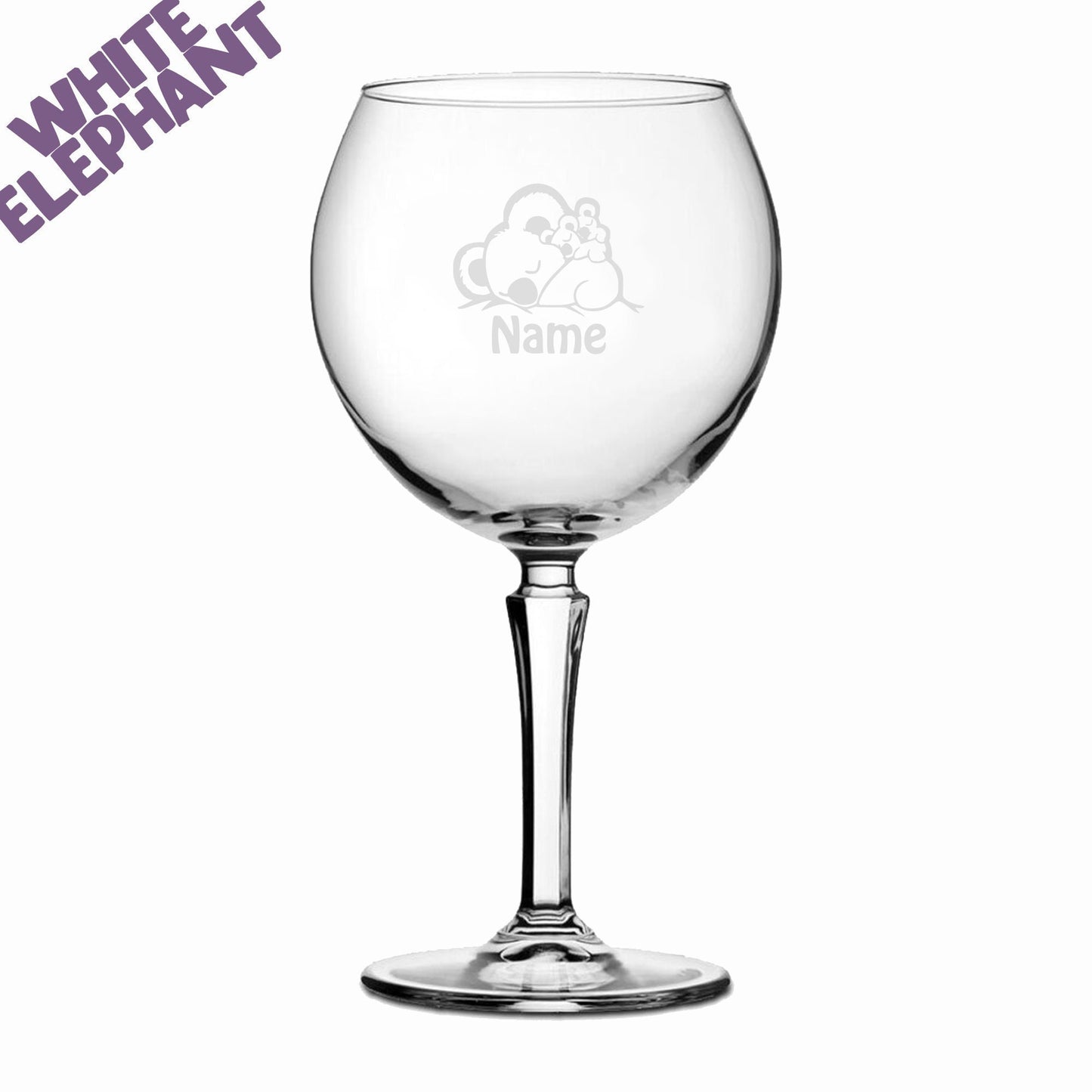 Laser Etched Personalised Large Cute Koala Gin Glass Gift