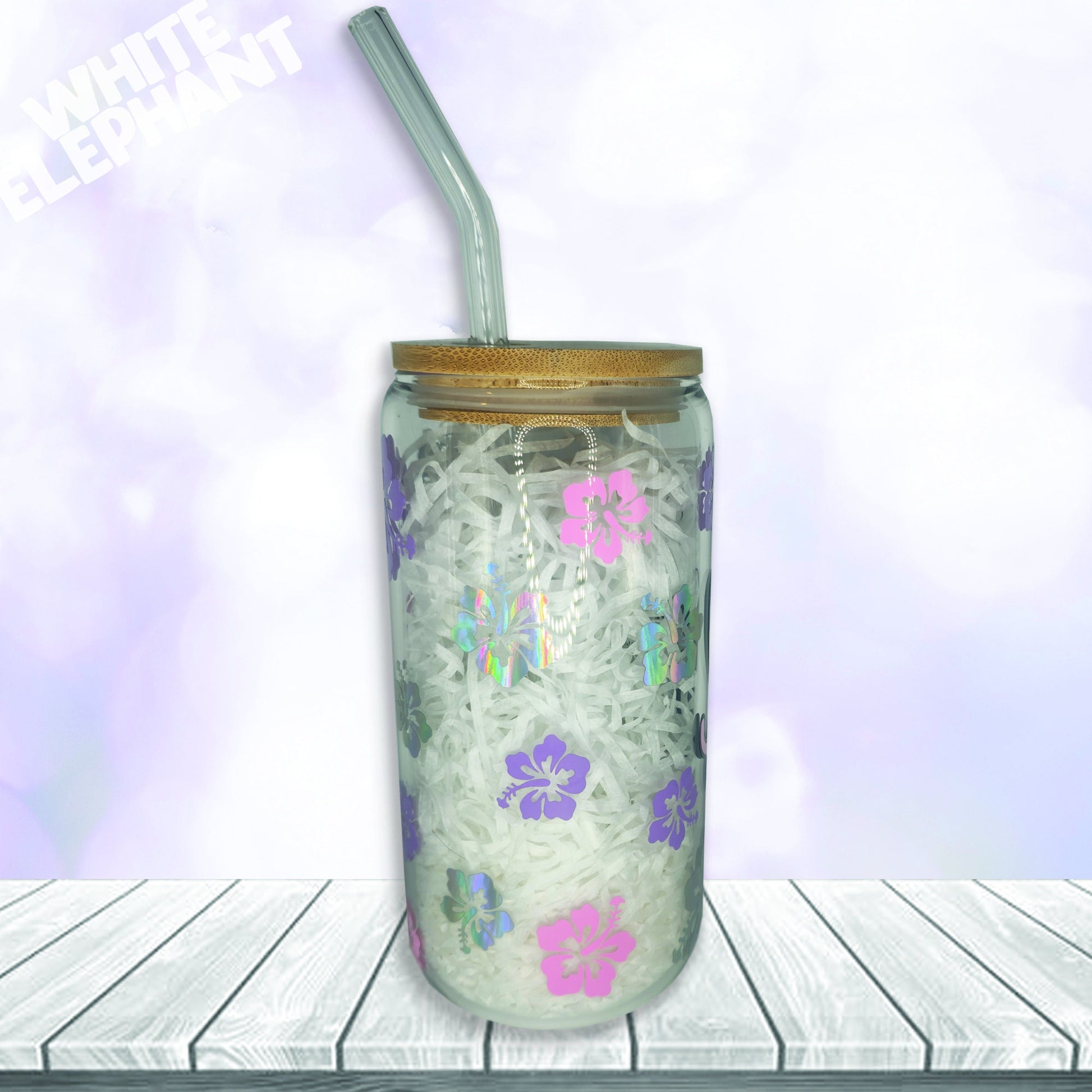 Disney Stitch and Angel Inspired 16oz Reusable Glass Cup