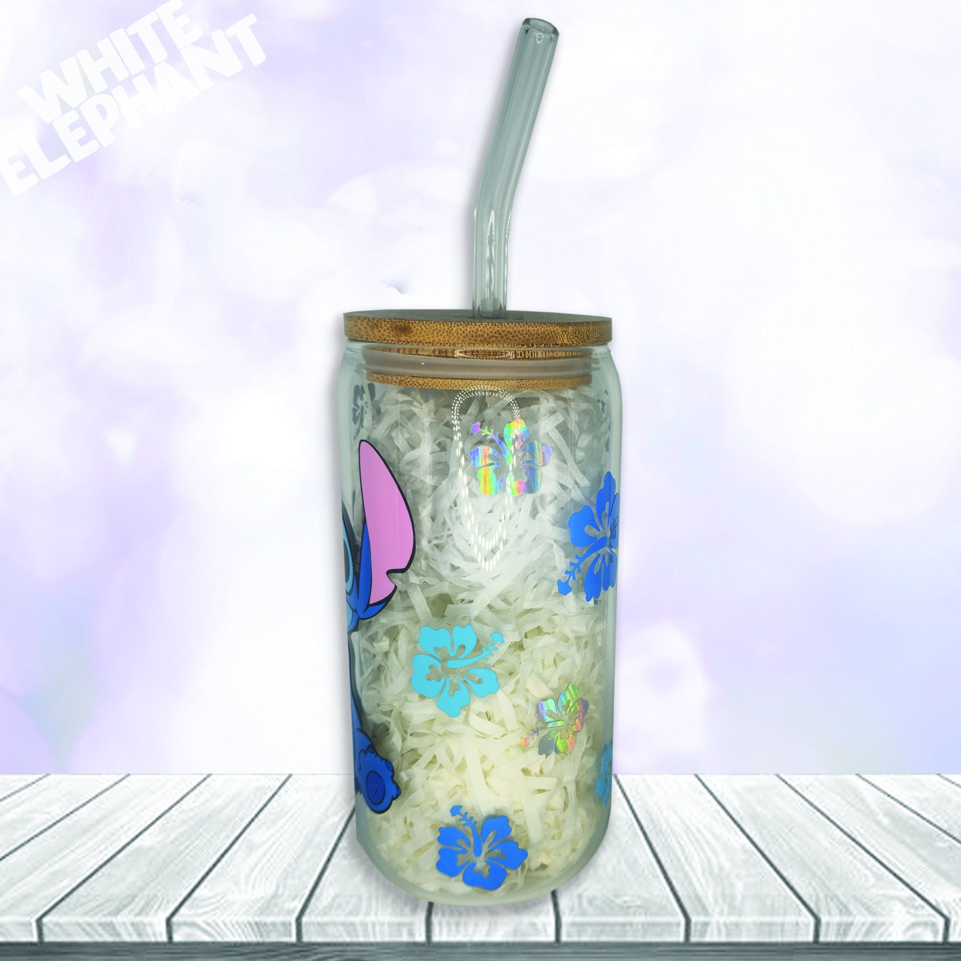 Disney Stitch Inspired 16oz Reusable Glass Cup