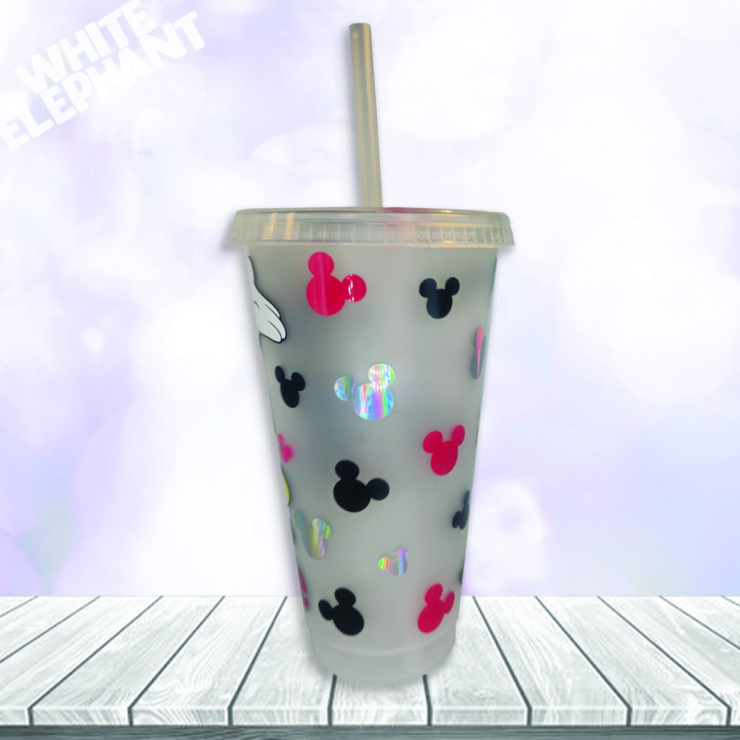 Personalised Disney Minnie and Mickey Mouse Inspired 24oz Reusable Plastic Tumbler Cup & Straw Set