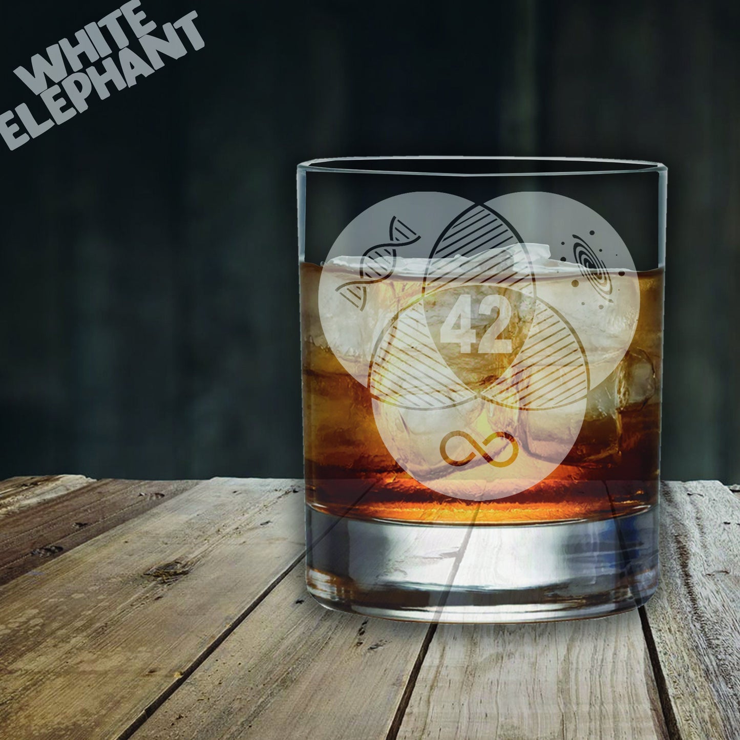 Hitchhiker's Guide to the Galaxy 42 Logo Inspired Laser Etched Whiskey / High-Ball / Pint / Tankard Glass