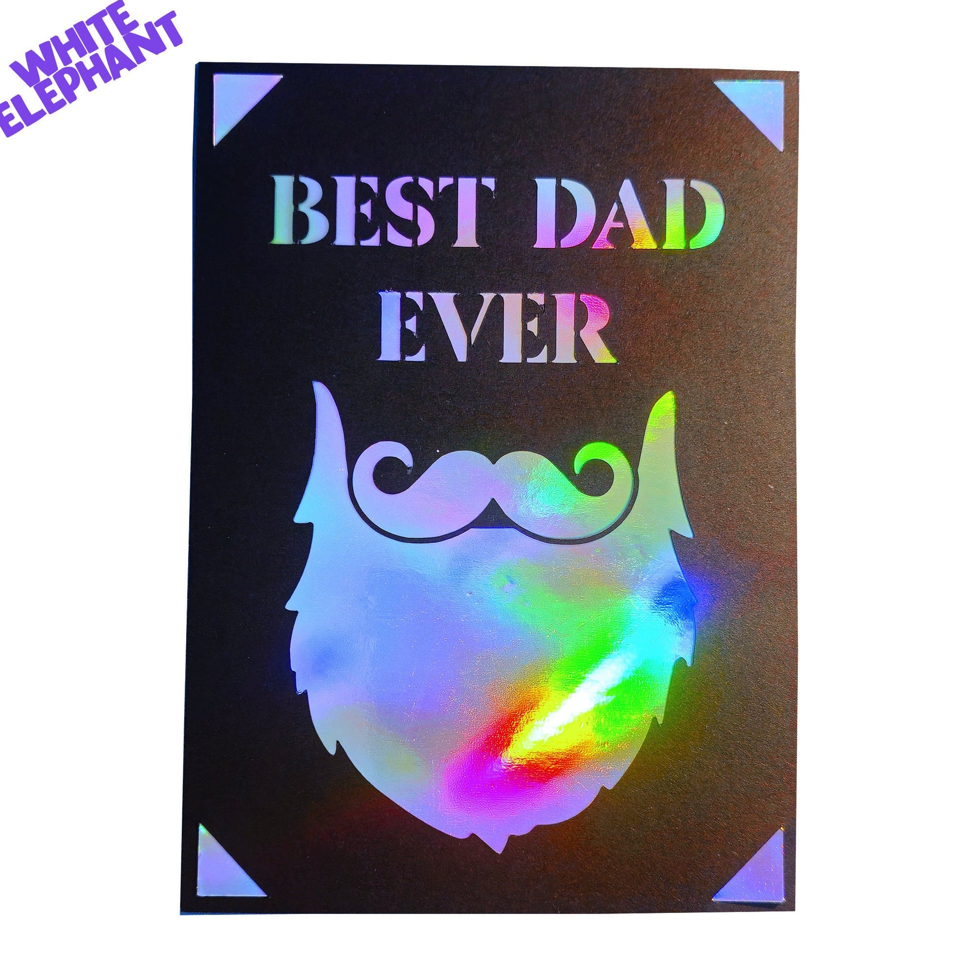 Best Dad Ever Beard Handmade Rainbow Mirror Card