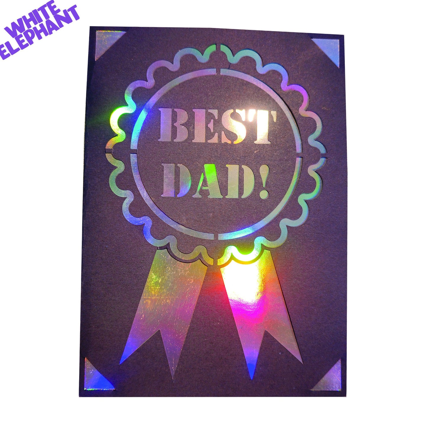 Best Dad Ribbon Handmade Rainbow Mirror Card