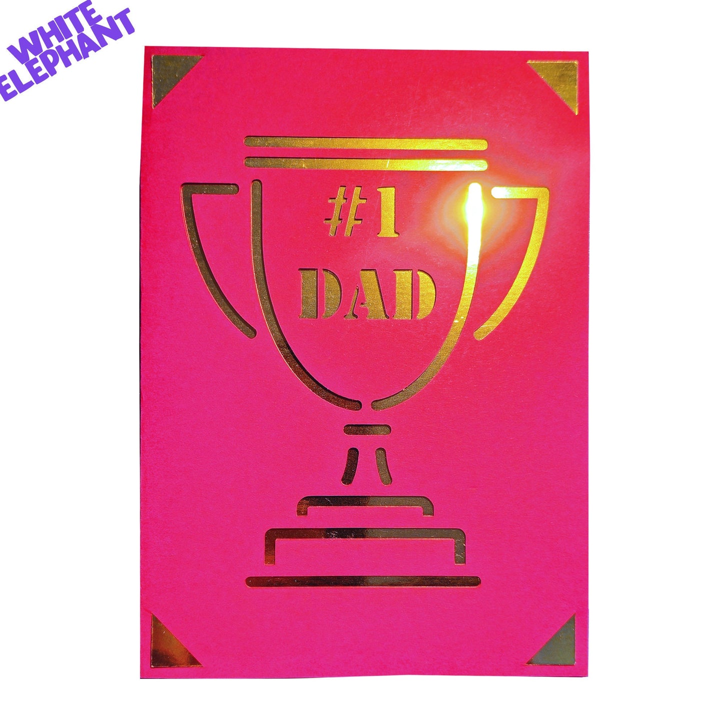 Number 1 Dad Trophy Handmade Gold Mirror Card & Vinyl Resin Keyring Father's Day