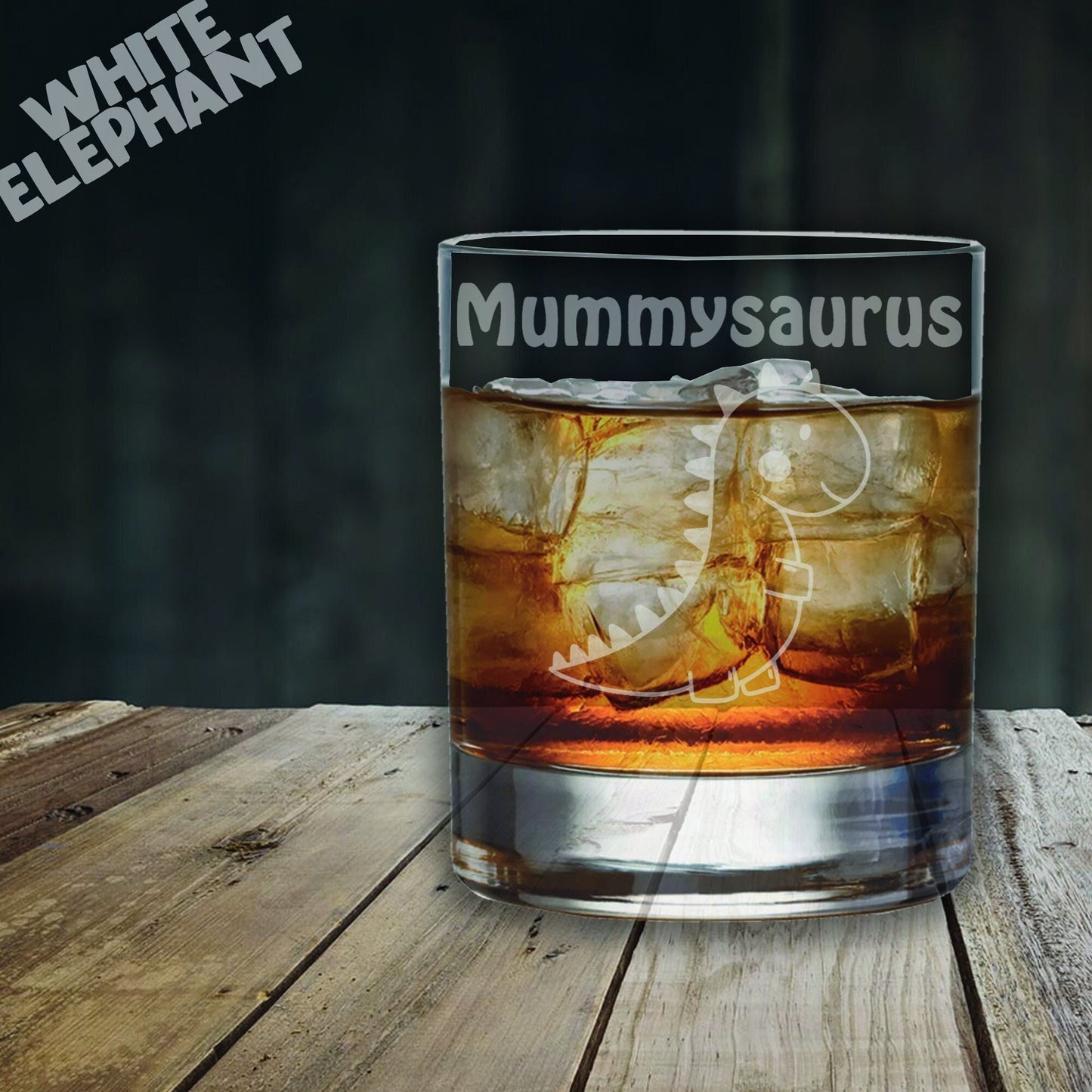 Mummysaurus Dinosaur Laser Etched Whiskey / High-Ball / Pint / Tankard Glass