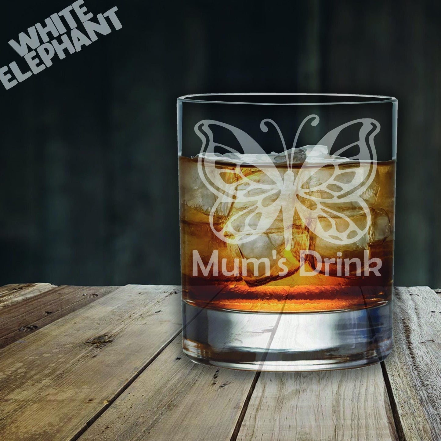 Personalised Butterfly Laser Etched Whiskey / High-Ball / Pint / Tankard Glass