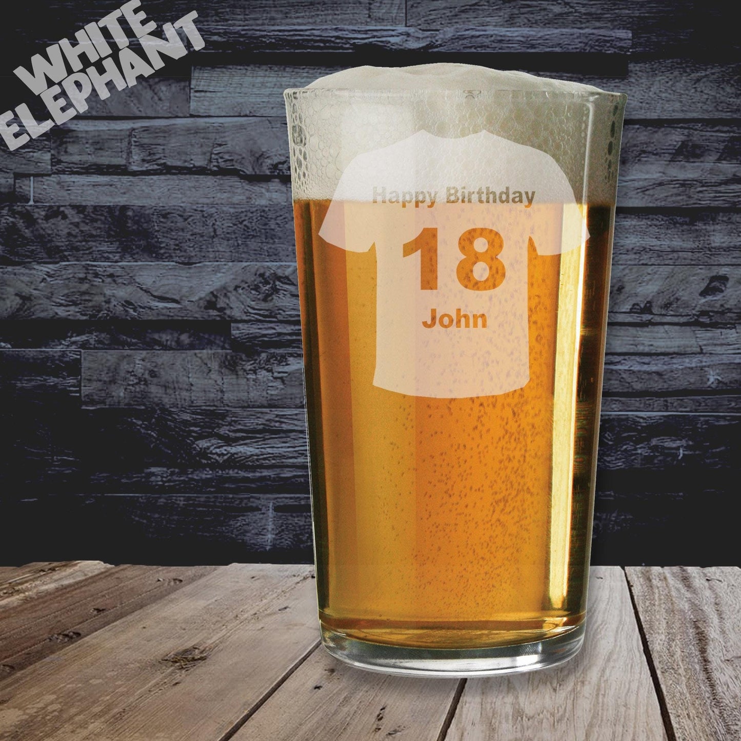 Personalised Birthday Sports Top Laser Etched Whiskey / High-Ball / Pint / Tankard Glass