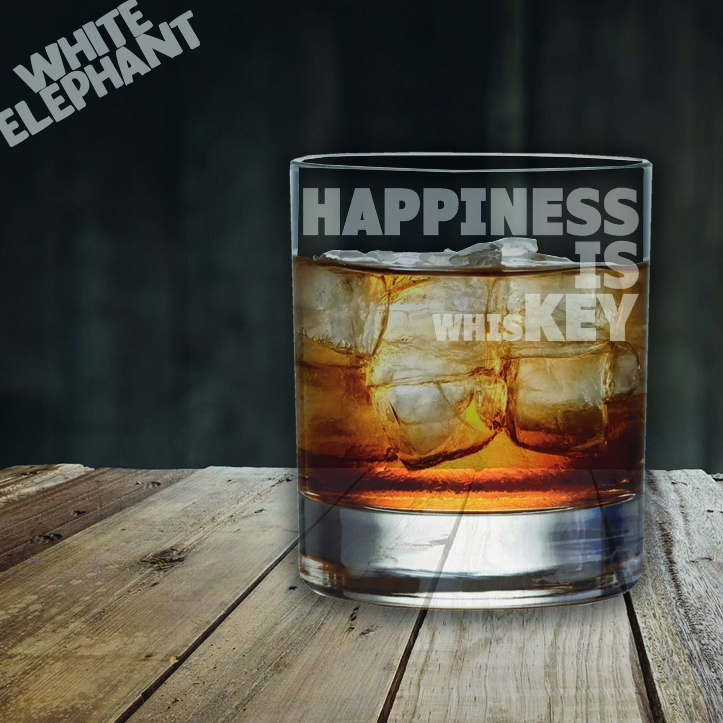 Happiness is Whiskey  Whiskey Glass Gift