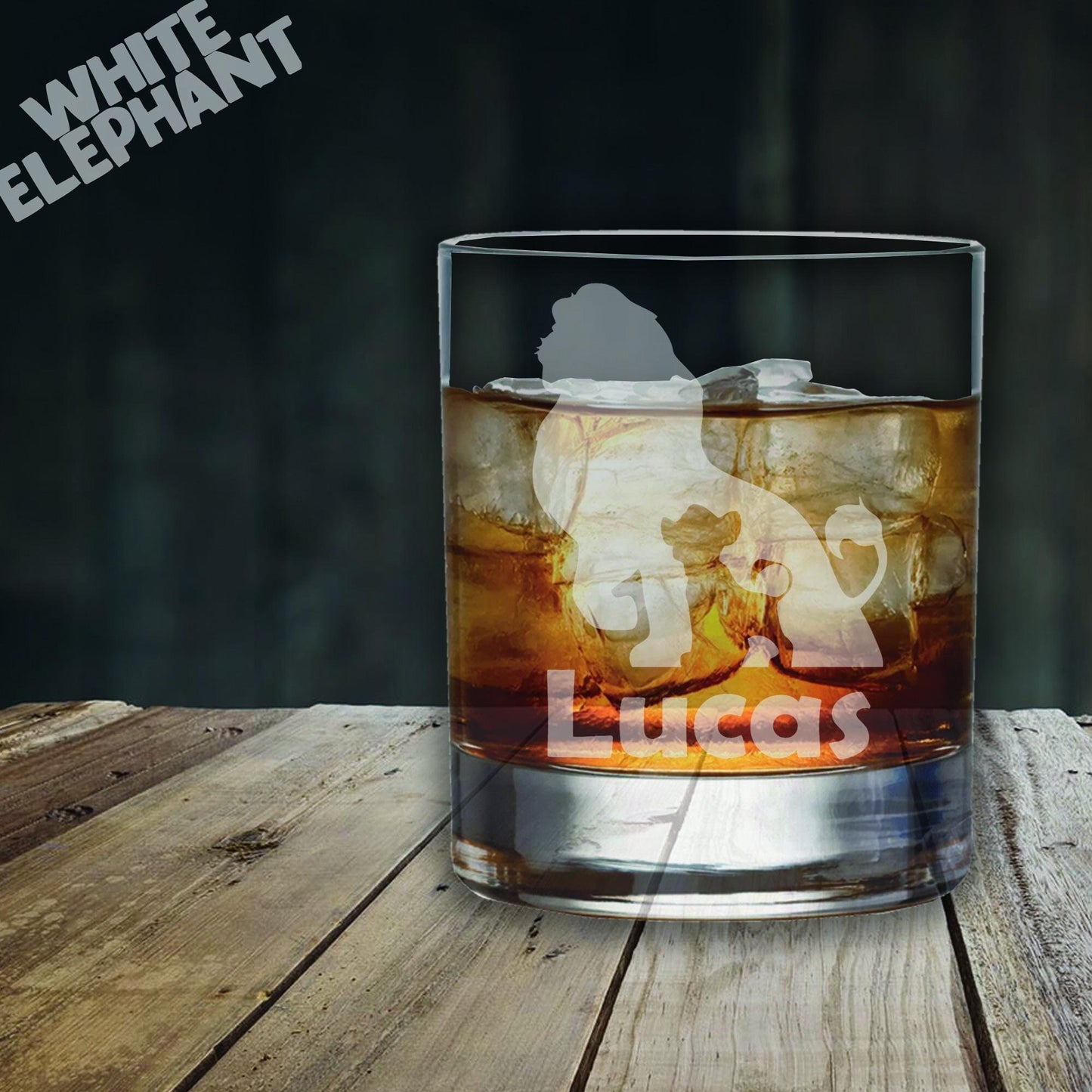 Personalised Lion King Laser Etched Whiskey / High-Ball / Pint / Tankard Glass