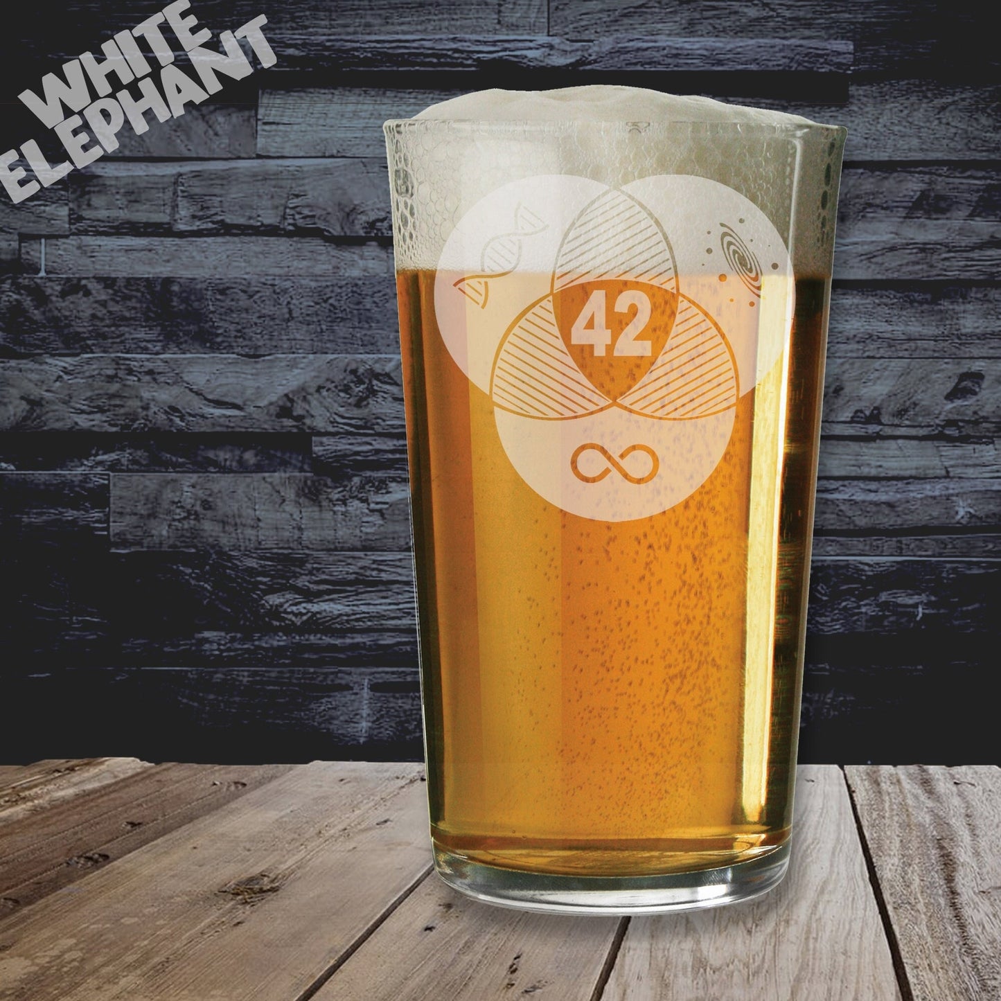 Hitchhiker's Guide to the Galaxy 42 Logo Inspired Laser Etched Whiskey / High-Ball / Pint / Tankard Glass