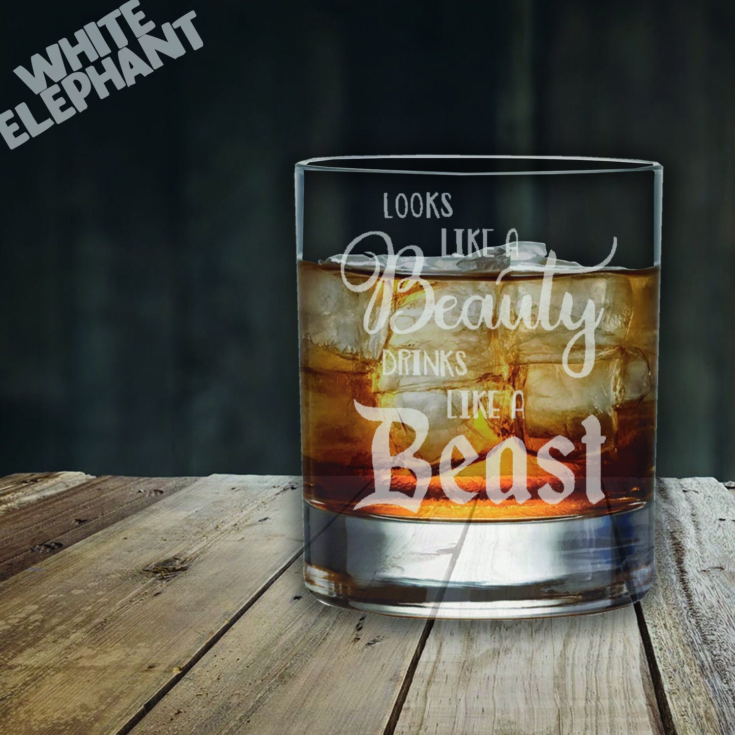 Looks Like a Beauty, Drinks Like a Beast Laser Etched Whiskey / High-Ball / Pint / Tankard Glass