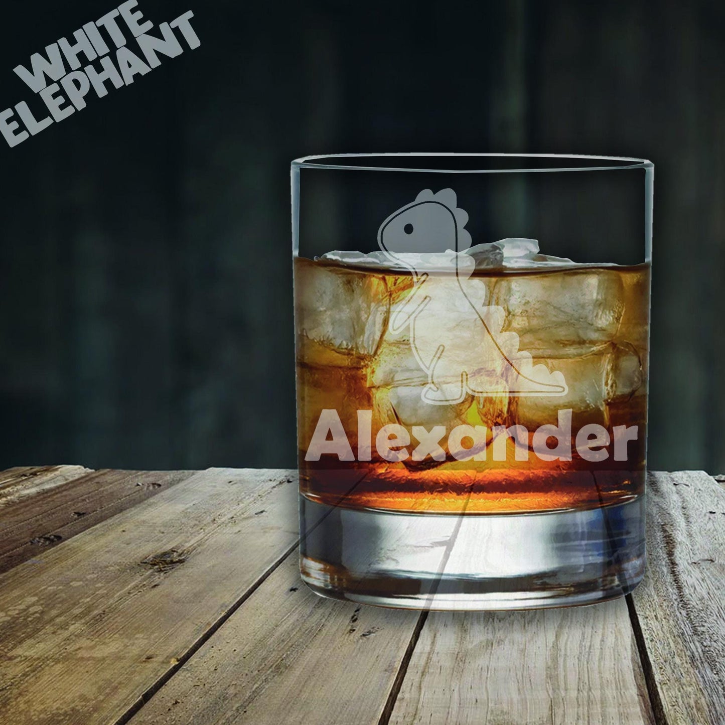 Personalised Dinosaur Laser Etched Whiskey / High-Ball / Pint / Tankard Glass