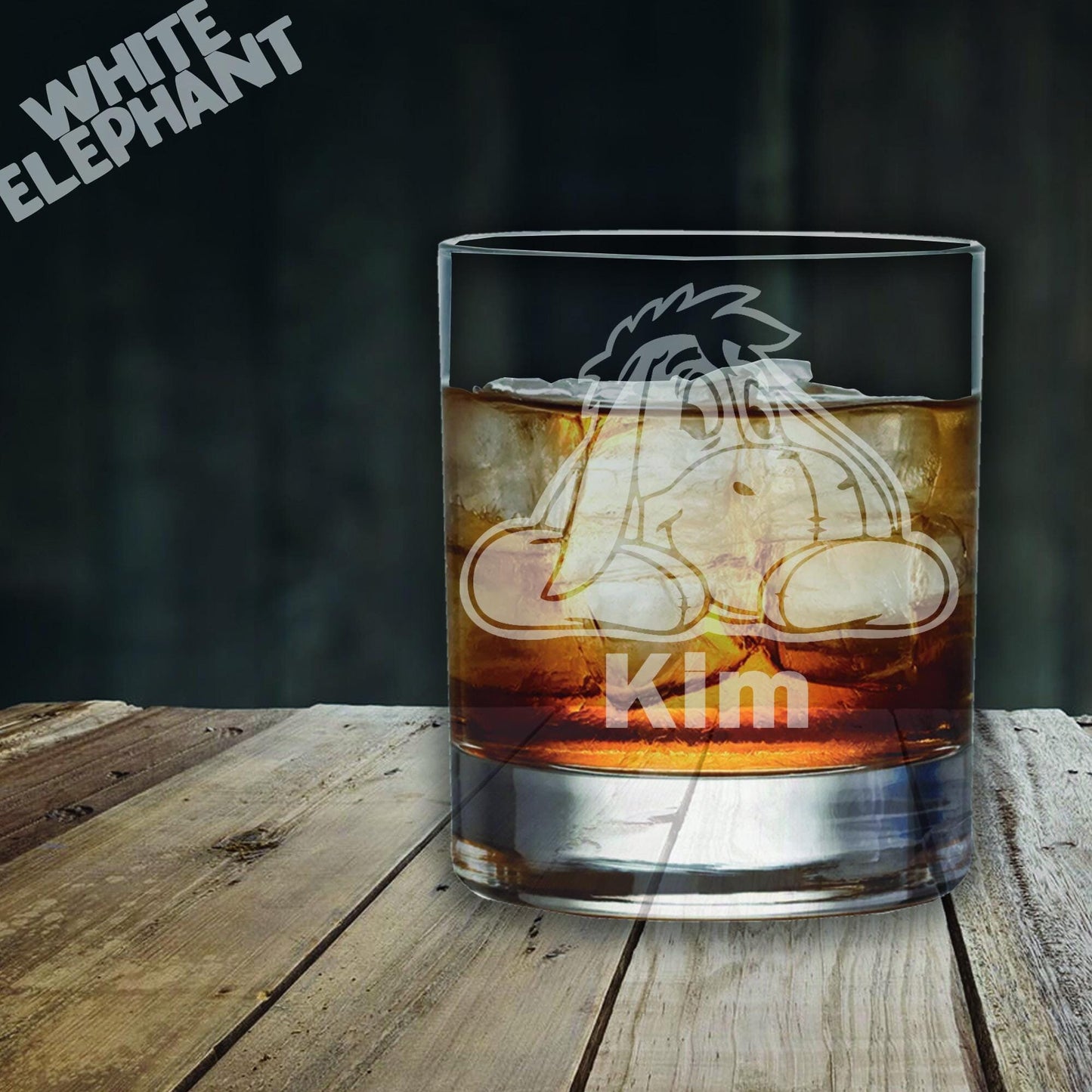 Personalised Eeyore Inspired Laser Etched Whiskey / High-Ball / Pint / Tankard Glass