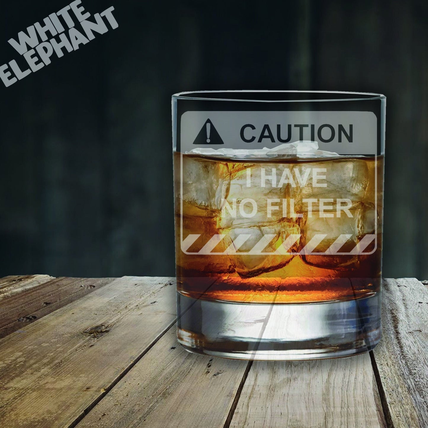 Caution I Have No Filter Whiskey Glass Gift